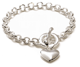 Sterling Silver Toggle Bracelets - Sterling Silver Heart Toggle Bracelet