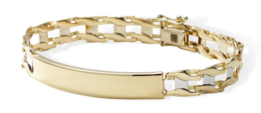 Mens Bracelets - 14k Two Tone Fancy ID Men's Bracelet