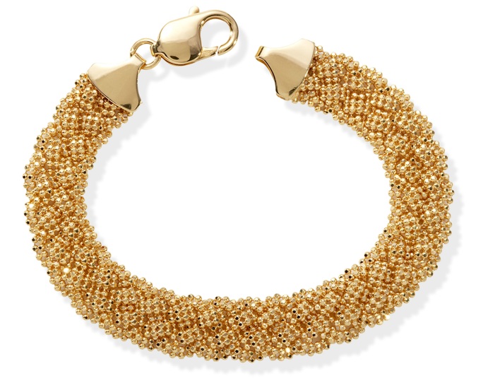 Braided Gold Bracelets - 14k Yellow Gold Braided Bead Bracelet