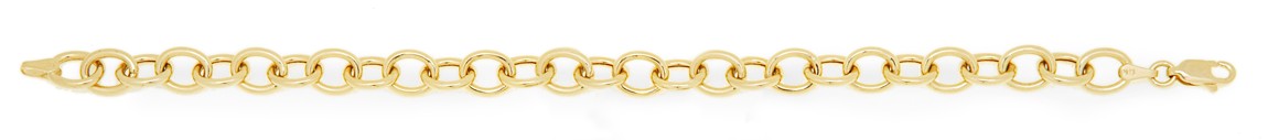 Charm Link Bracelets - 14k Yellow Gold Oval Link Charm Bracelet - White Gold Too