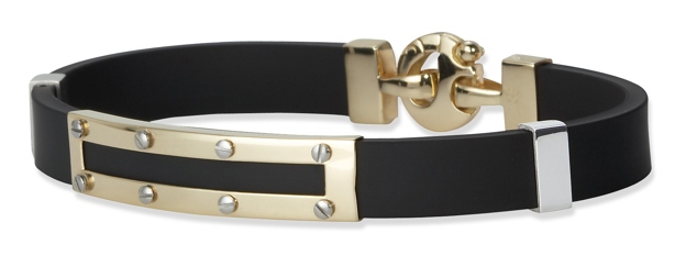 Mens Rubber Bracelets - CLEARANCE - Rubber And 14k Two Tone Gold Mens Bracelet