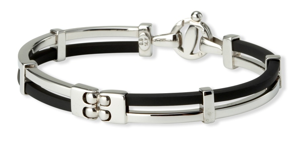 Gold Bangle Bracelet - Rubber And 14kt White Gold Bangle Bracelet 8 Inch