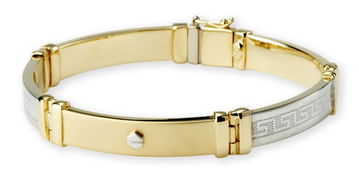 Bracelet Design - 14kt Two Tone Gold Greek Key Design Bracelet