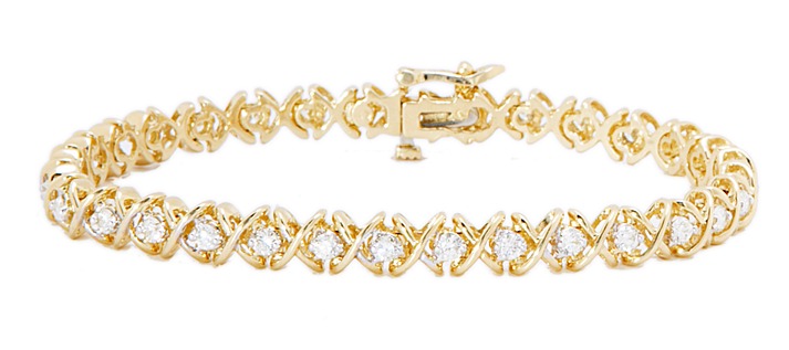 14k Diamond Tennis Bracelets - 14k Gold Diamond X & O Tennis Bracelet