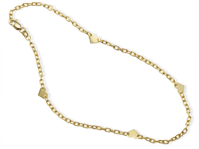 14k Gold Ankle Bracelets - 14k Gold Heart Ankle Bracelet