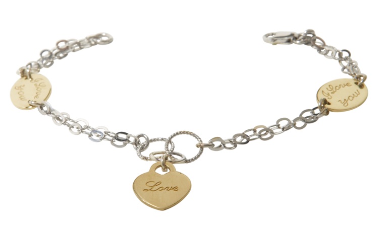 14kt white gold I love you bracelet