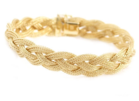Cz Wedding Rings - 14k Gold Braided Mesh Rope Bracelet With Double Clasp