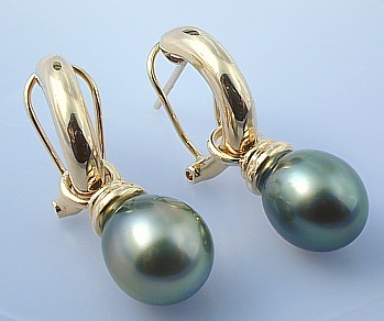 Diamond Stud Earrings - 14k Gold Tahitian Pearl Drop Earrings