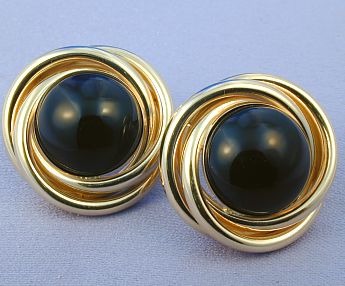 Gold Diamond Engagement Rings - 14k Gold Love Knot Earrings Black Onyx Omega Back