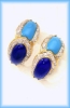 Gold Ball Jewelry - Turquoise Collection 14k Lapis & Turquoise Earrings W Diamonds