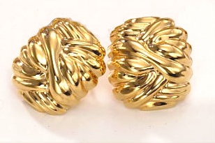 Clip On Earrings - 14k Gold Earrings With Rigged Design