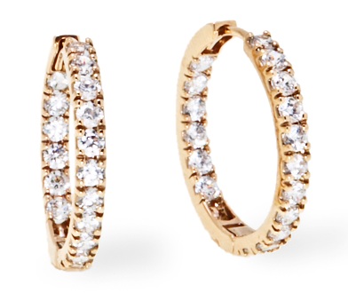 Cz 14k Hoop Earrings - 14k Gold CZ Studded Hoop Earrings