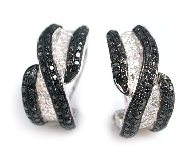 Black And Gold Earrings - 18k White Gold Black And White Diamond Earrings