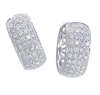 Silver Gemstone Jewelry - 18K Diamond Huggy Earrings