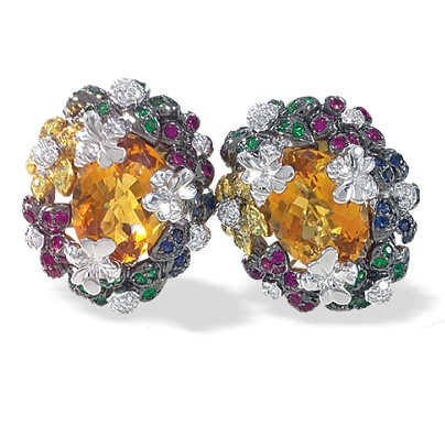 Gold Bracelets - Big & Bold Multi-color Gemstone Earrings