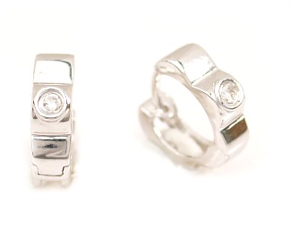 Earrings Diamond - 14k White Gold Diamond Accented Huggable Earrings