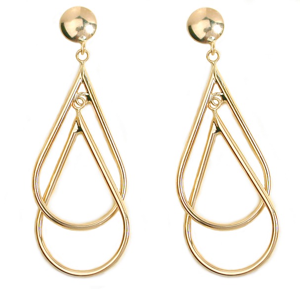 White Gold Chains - 14K Gold Double Teardrop Earrings Pierced Ears