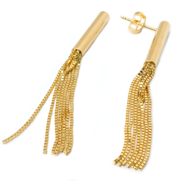 14k Bar and Tassel Earrings for Pierced ears