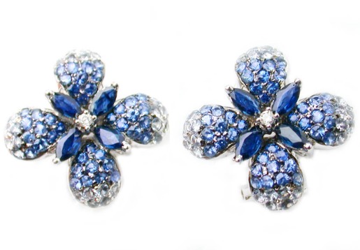 Cz Silver Rings - 14k White Gold Diamond & Sapphire Earrings