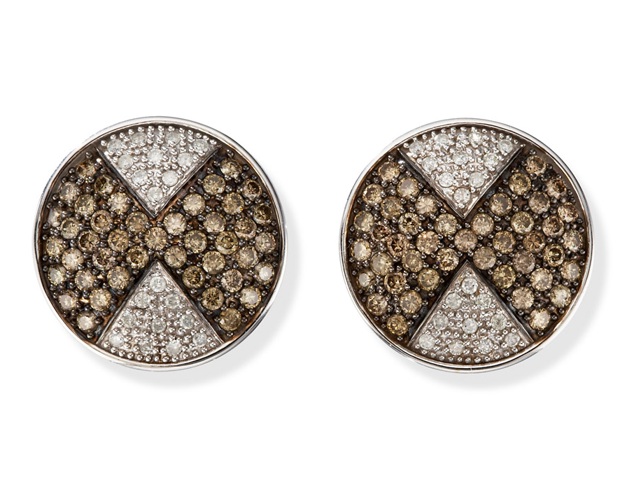 Champagne Diamonds - 14kt White Gold White & Champagne Diamond Earrings