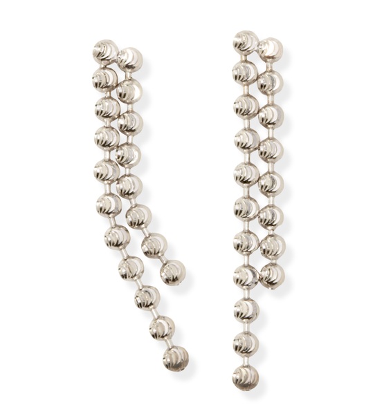 Beaded Earrings - 14k White Gold Beaded Earrings