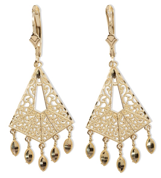 Chandelier Earrings - 14k Gold Filigree Chandelier Earrings