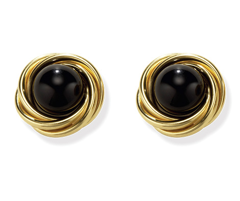 Gold Love Knot Earrings - 14k Gold Black Onyx Love Knot Earrings