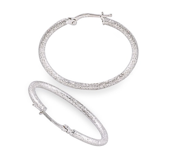 14kt Gold Earrings - 14kt White Gold Lightweight Hoop Earrings