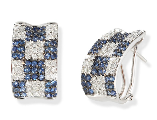 14k Blue Sapphire Earrings with Diamonds