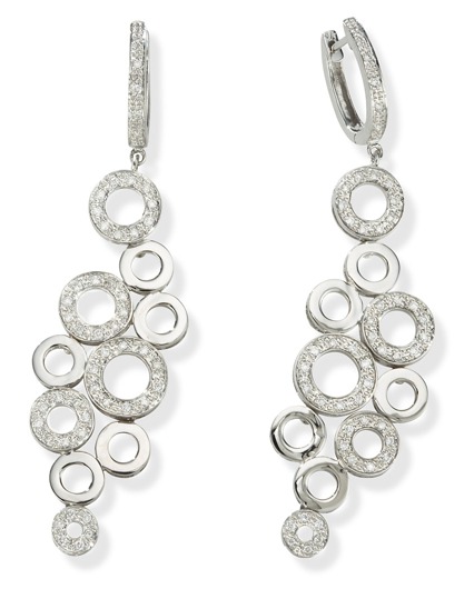 Earrings Diamond - 14kt White Gold Diamond Multi Circle Earrings