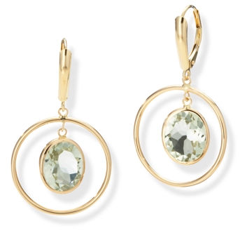 Amethyst Earrings - 14k Gold Green Amethyst Earrings
