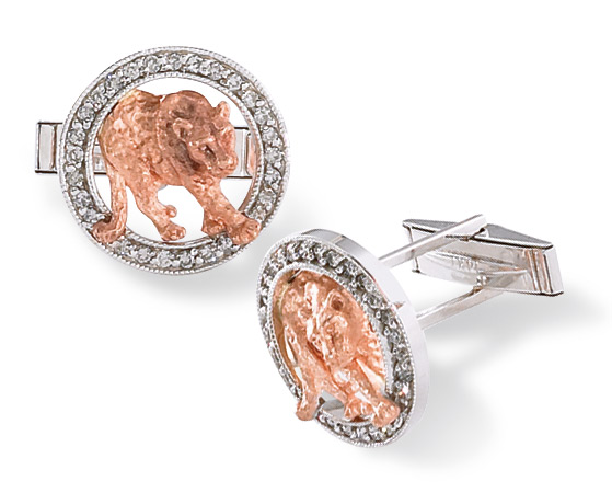 Panther & Diamond Cuflinks - 14K White Gold