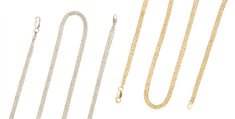 Beaded Necklace - 14k White Or Yellow Gold 3 Strand Beaded Chain Necklace With Lobster Claw Clasp