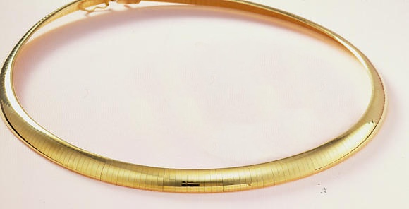 Gold Omega Necklaces - Heavy Weight 14k Gold 8mm Domed Omega Necklace From Italy