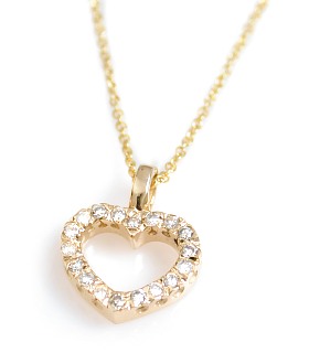 Engagement Rings Platinum - 14kt Gold Necklace W .18ct Diamond Heart