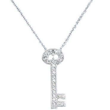 Diamond Key Pendant - Sliding Diamond Key Pendant - Necklace