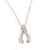 Diamond Face Watches - Diamond Wishbone Necklace Of 14k White Gold