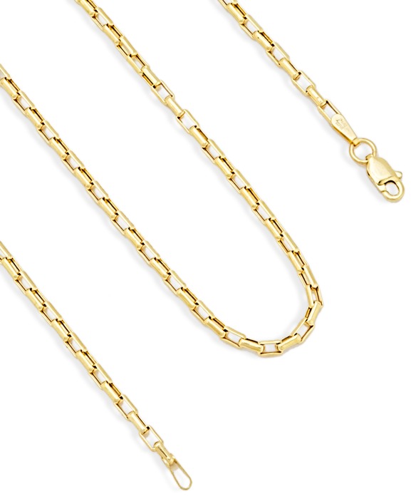 Gold Chain Necklaces - 14kt Gold Long Round Box Link Chain Necklace
