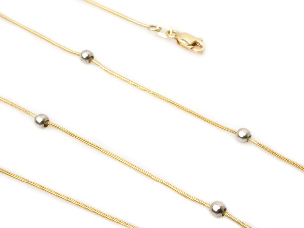 Rope Chains - 14k Gold Snake Chain W White Gold Balls