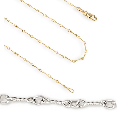 14k Gold Necklaces - 14k Gold Cable Station Necklace