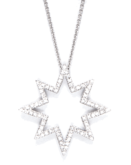 Star Necklace - 14k White Gold Hanging Diamond Star Necklace