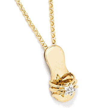 18k Gold Pendants - 18k Gold Diamond Shoe Pendant On A Necklace