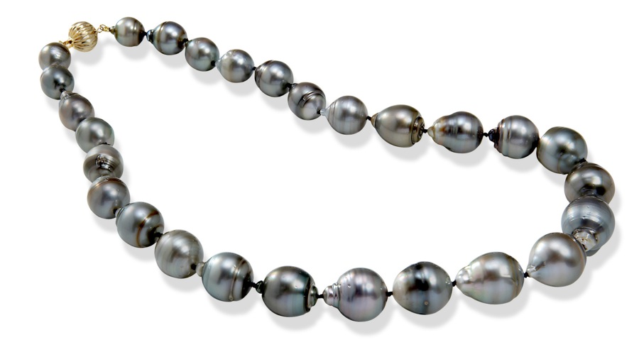 14k Gold Necklaces - 14k Gold Graduated Tahitian Pearl Necklace