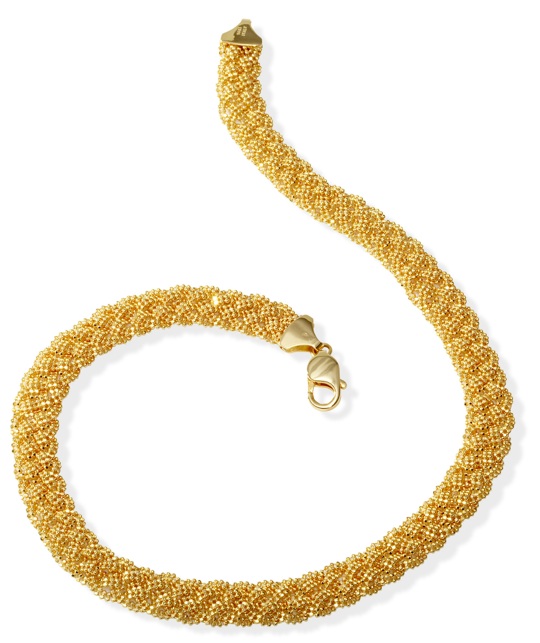 Bead Necklace - 14k Yellow Gold Braided Bead Necklace