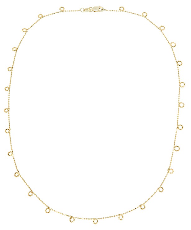 Beaded Necklace - 14k Sparkling Yellow Or White Gold Looping Beaded Chain Necklace