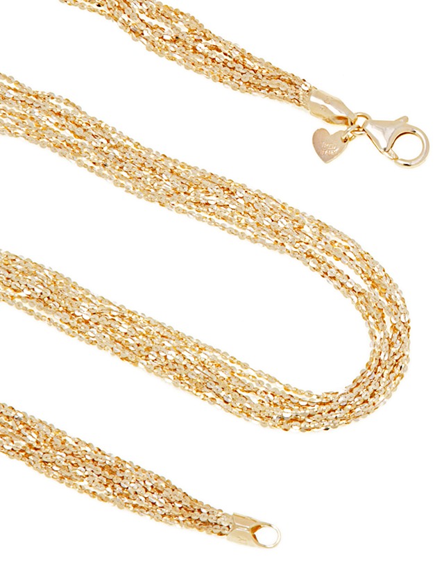 14kt Yellow Gold Sparkling 10 Row Twist Anchor Necklace