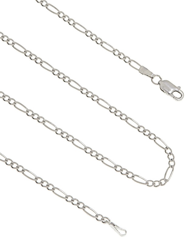 Gold Bracelets - 14k White Gold Figaro Necklace Bracelet Or Anklet