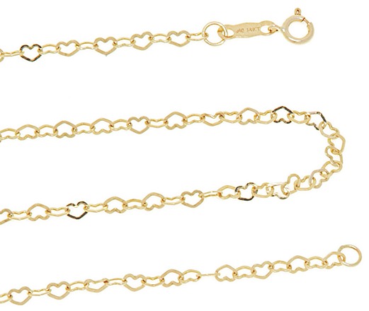 Gold Chain Necklaces - 14k Yellow Gold Open Heart Chain Necklace