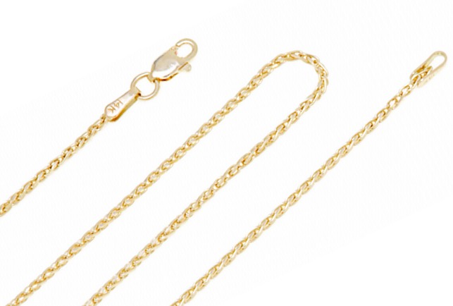 Gold Chain Necklaces - CLEARANCE - 14k Gold Diamond Cut Wheat Chain Necklace 20"
