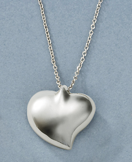 Sterling Silver Heart Necklaces - Sterling Silver Puffy Heart Necklace